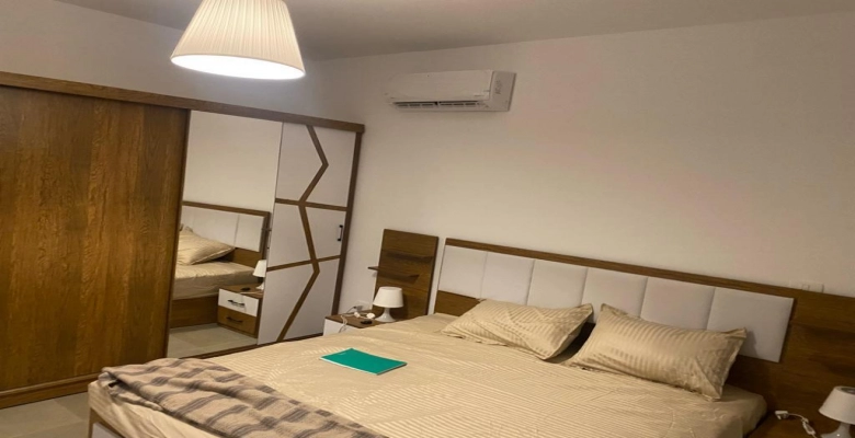 شالية للايجار3  نوم ارضي بحديقة في قرية امواج الساحل الشمالي