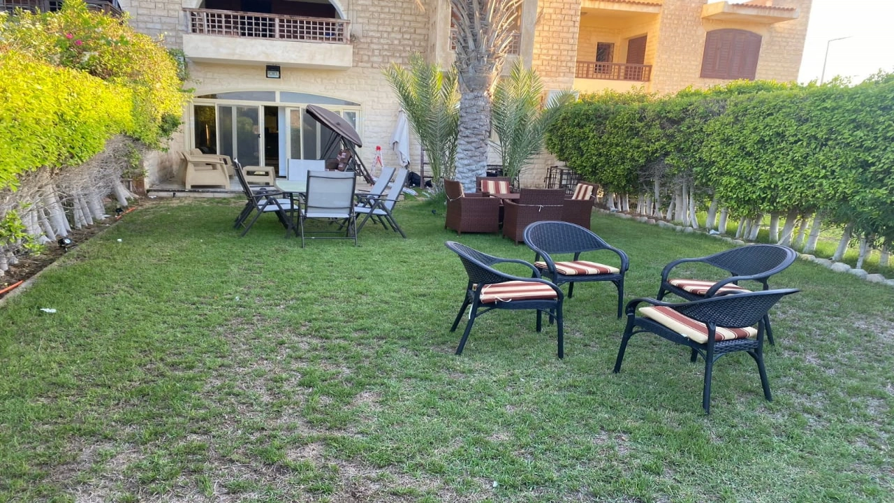 شاليه للايجار ارضي بجاردن في مارينا الساحل الشمالي بوابه 7